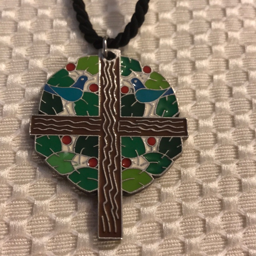 Pewter, Enameled John 15:5 Cross